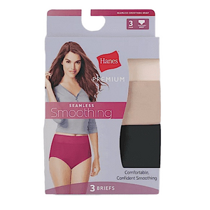 Hanes Premium Seamless Smoothing Briefs - Nude, White and Black
